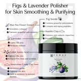 Figs & Lavender Polisher for Skin Smoothing & Purifying - VEGAN- 8.4 Oz Violet Glass Jar