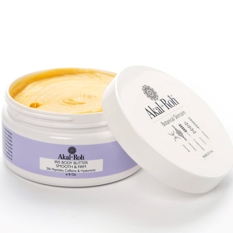 Akal Roh IRIS SMOOTH & FIRM BODY BUTTER , with Silk Peptides, Caffeine & Hyaluronic  - 8 Oz Jar
