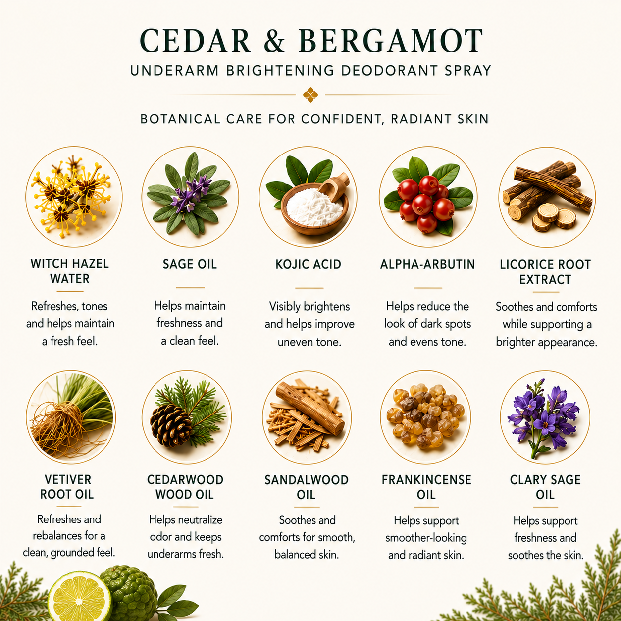 Cedar & Bergamot Underarm Pigmentation Correction Deodorant- 1.7 oz