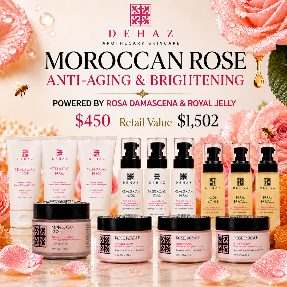 Moroccan Rose Anti-Aging & Brightening Ritual Bundle - RETAIL