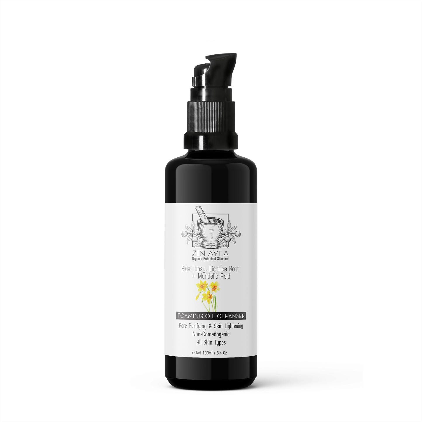 Blue Tansy, Licorice Root & Mandelic Acid Foaming Oil Cleanser 3.4 oz Glass Bottle