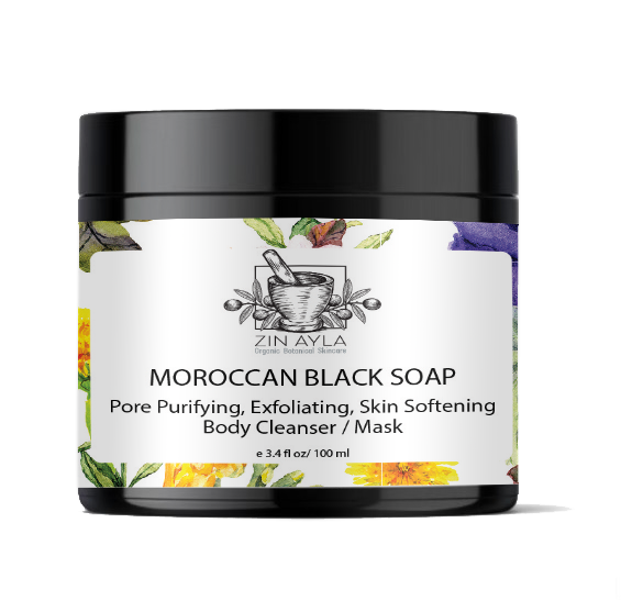 ZIN AYLA Moroccan Black Soap Body Mask / Cleanser 3.4 Oz