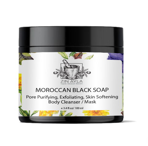 ZIN AYLA Moroccan Black Soap Body Mask / Cleanser 3.4 Oz