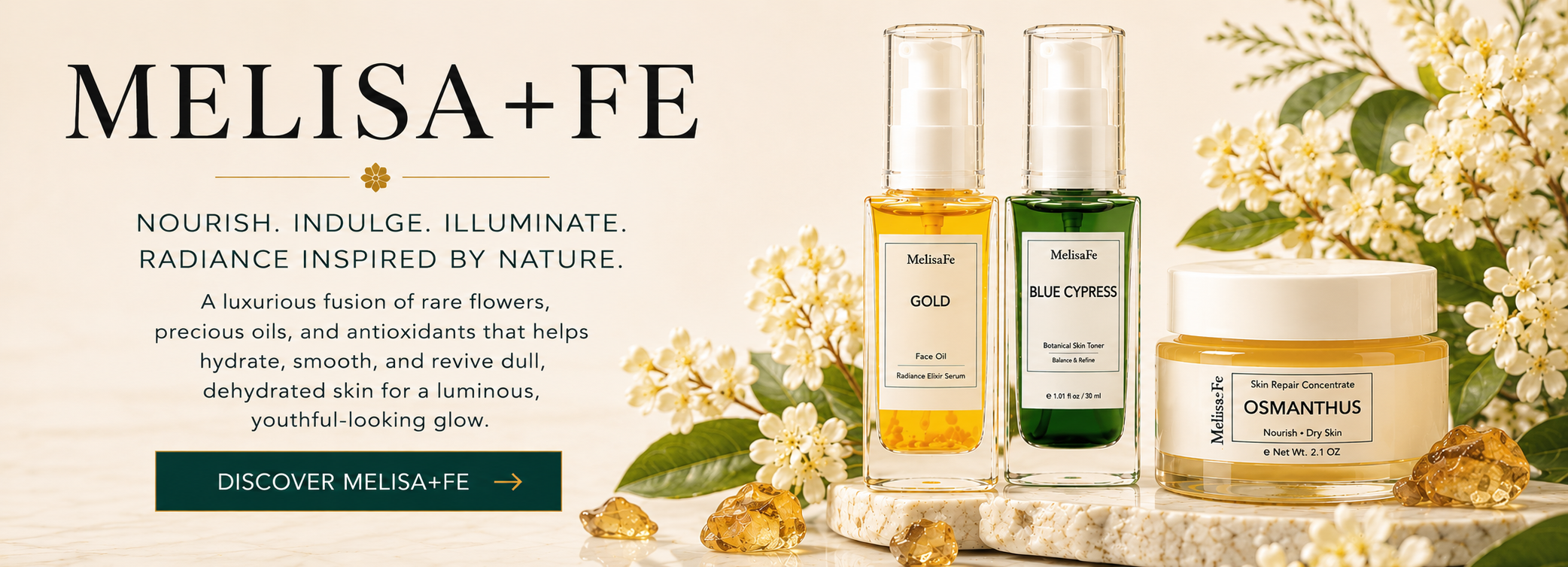 DEHAZ MELISA FE luxury flower precious mineral botanical skincare collection