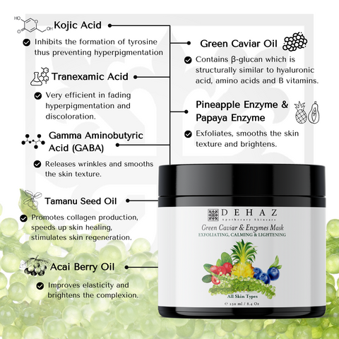 NEW! Green Caviar & Enzymes Mask  - 8.4 Oz Violet Glass Jar
