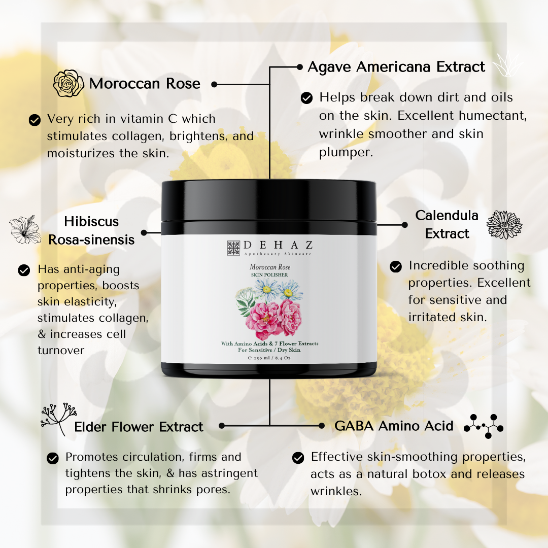 Moroccan Rose Skin Polisher – Gentle Exfoliating Face Polish for Radiance 3.4 Oz.