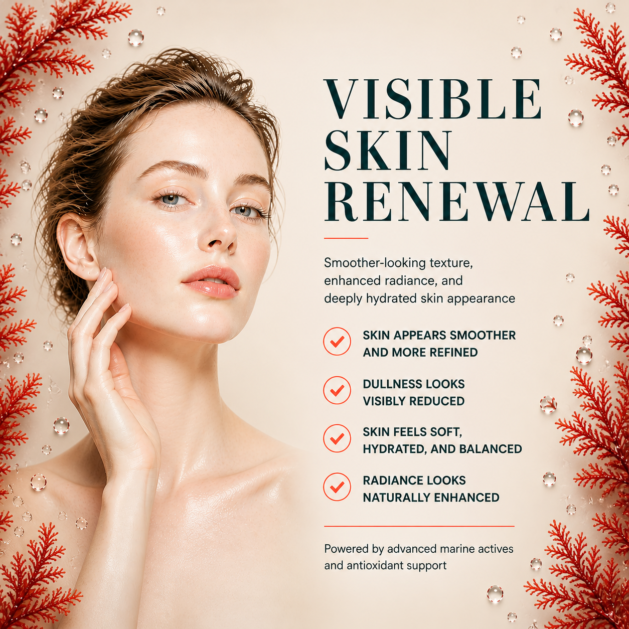 DEHAZ RejuvenSea Intensive+ Face & Neck Serum — visible skin renewal with smoother more refined skin appearance, visibly reduced dullness, enhanced radiance powered by advanced marine actives and antioxidant support
