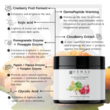 Cloudberry & Pomegranate Enzymes Pro Mask - VEGAN - Skin Resurfacing & Brightening- 8.4 Oz Violet Glass Jar
