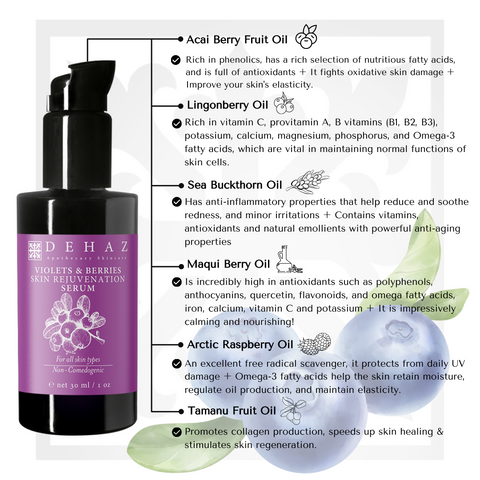 Violets & Berries Skin Rejuvenation Serum 30ml Glass Bottle