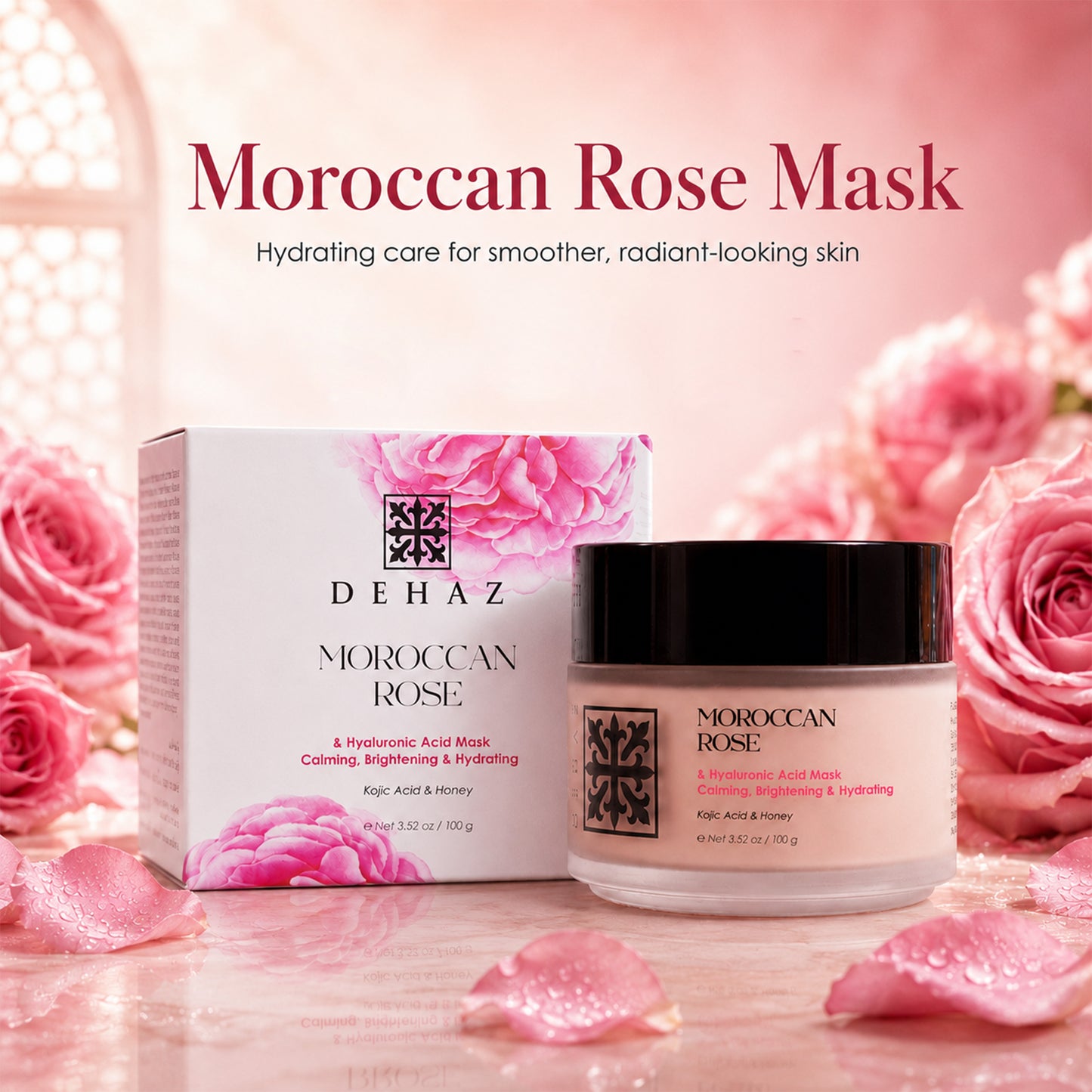 DEHAZ Moroccan Rose & Honey Hydrating Face Mask- 3.4 oz / 100 ml