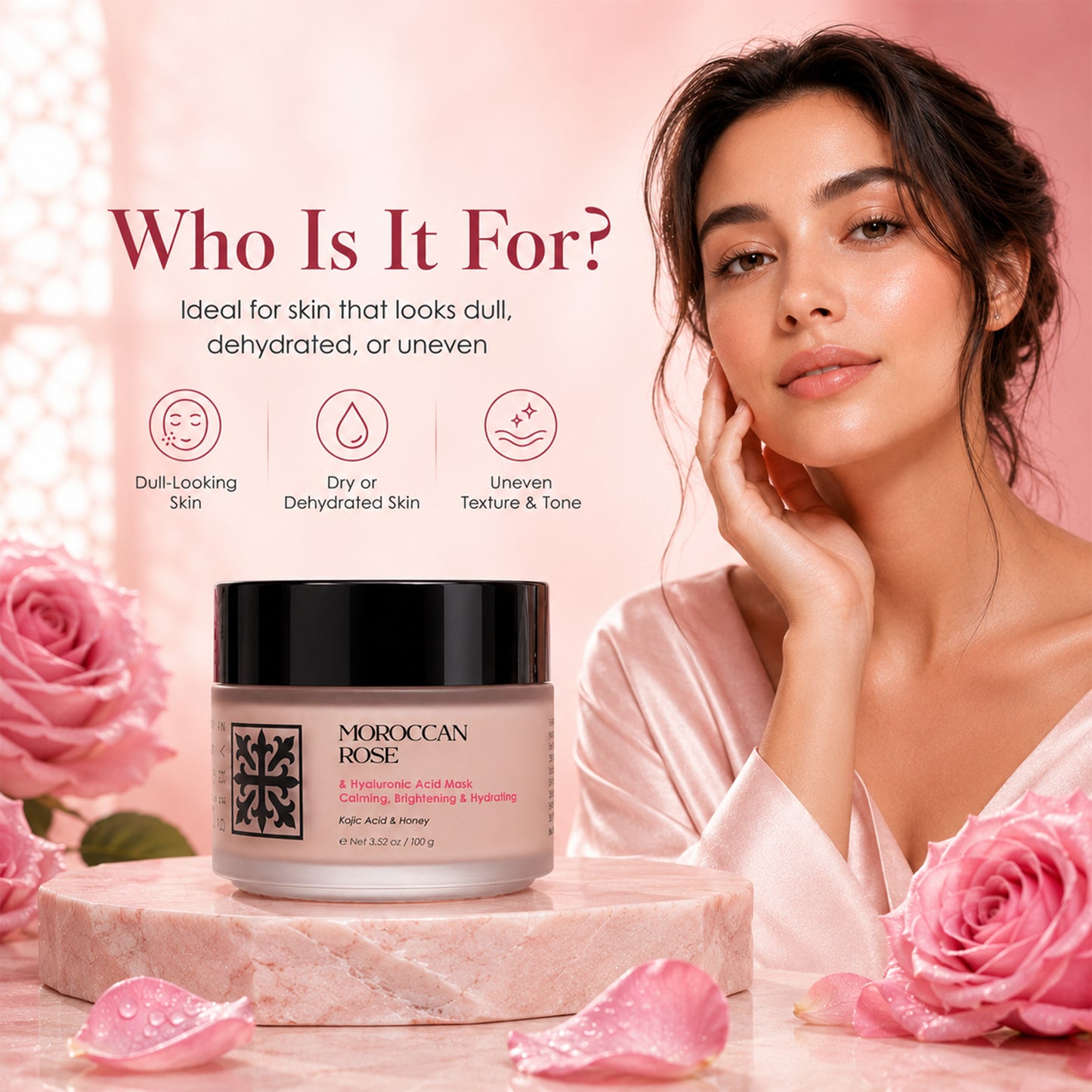 DEHAZ Moroccan Rose & Honey Hydrating Face Mask- 3.4 oz / 100 ml