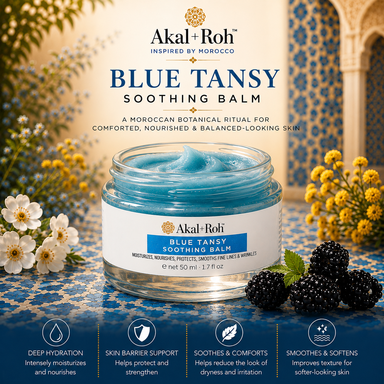 DEHAZ Akal Roh Blue Tansy Comfort Balm luxury botanical balm-to-oil sensitive skin 1.7 oz