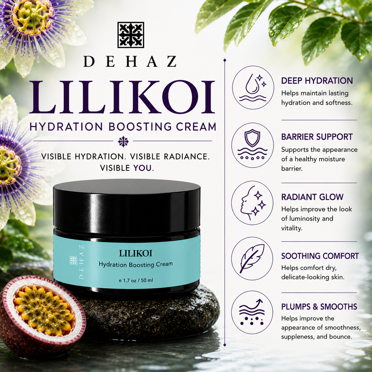 Lilikoi Hydration Boosting Cream silky texture — deep moisture daily cream for dry, sensitive and post-treatment skin