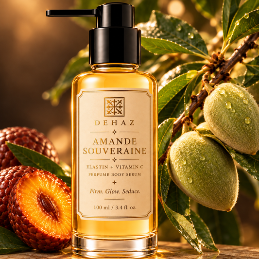 DEHAZ Amande Souveraine Elastin + Vitamin C Perfume Body Serum with botanical ingredients