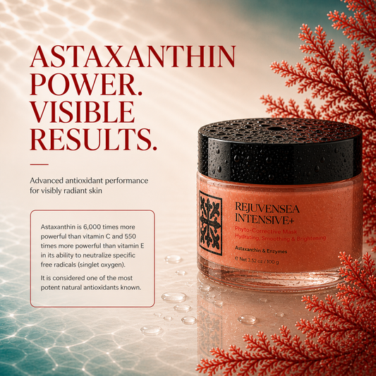DEHAZ RejuvenSea Intensive+ Complete Skin Renewal Ritual — four step anti-aging routine with Astaxanthin Phyto-Corrective Mask, Face & Neck Serum, Face & Neck Cream and Eye Cream