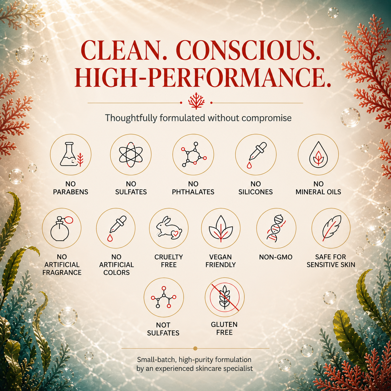 DEHAZ RejuvenSea Intensive+ Face & Neck Cream — clean conscious high-performance formulation, no parabens, no sulfates, no phthalates, no silicones, no mineral oils, no artificial fragrance, no artificial colors, cruelty free, vegan friendly, non GMO, gluten free, safe for sensitive skin, small-batch high-purity professional skincare