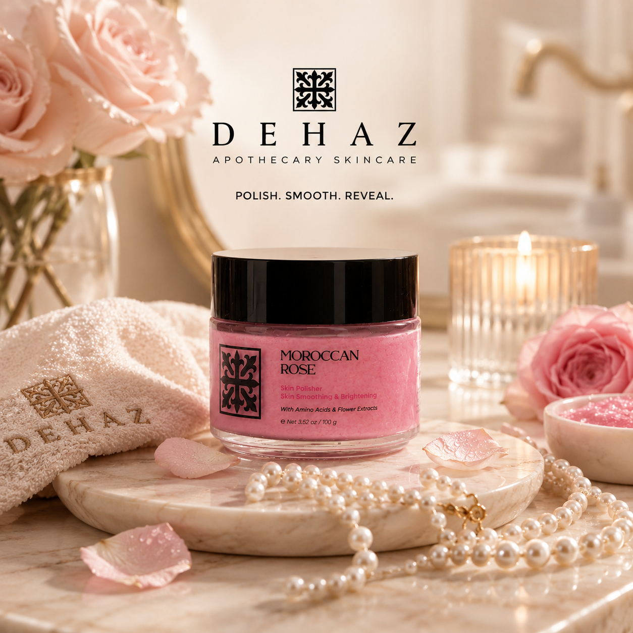 Moroccan Rose Skin Polisher – Gentle Exfoliating Face Polish for Radiance 3.4 Oz.