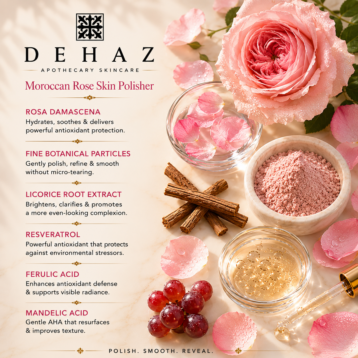 Moroccan Rose Skin Polisher – Gentle Exfoliating Face Polish for Radiance 3.4 Oz.