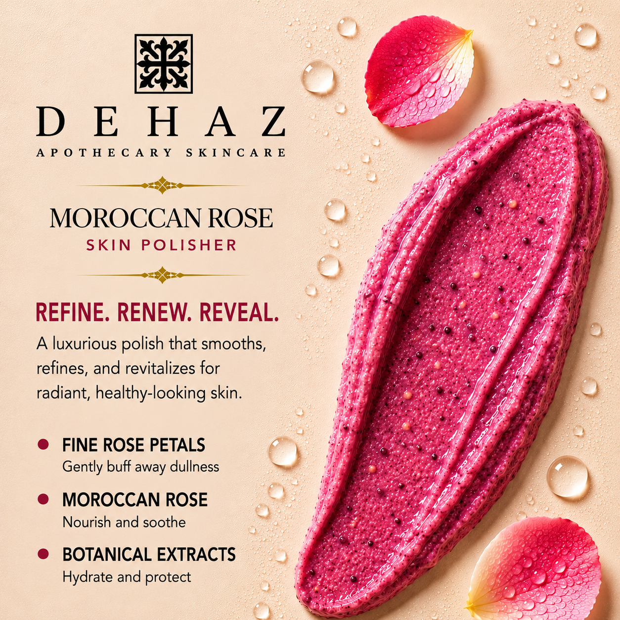 Moroccan Rose Skin Polisher – Gentle Exfoliating Face Polish for Radiance 3.4 Oz.