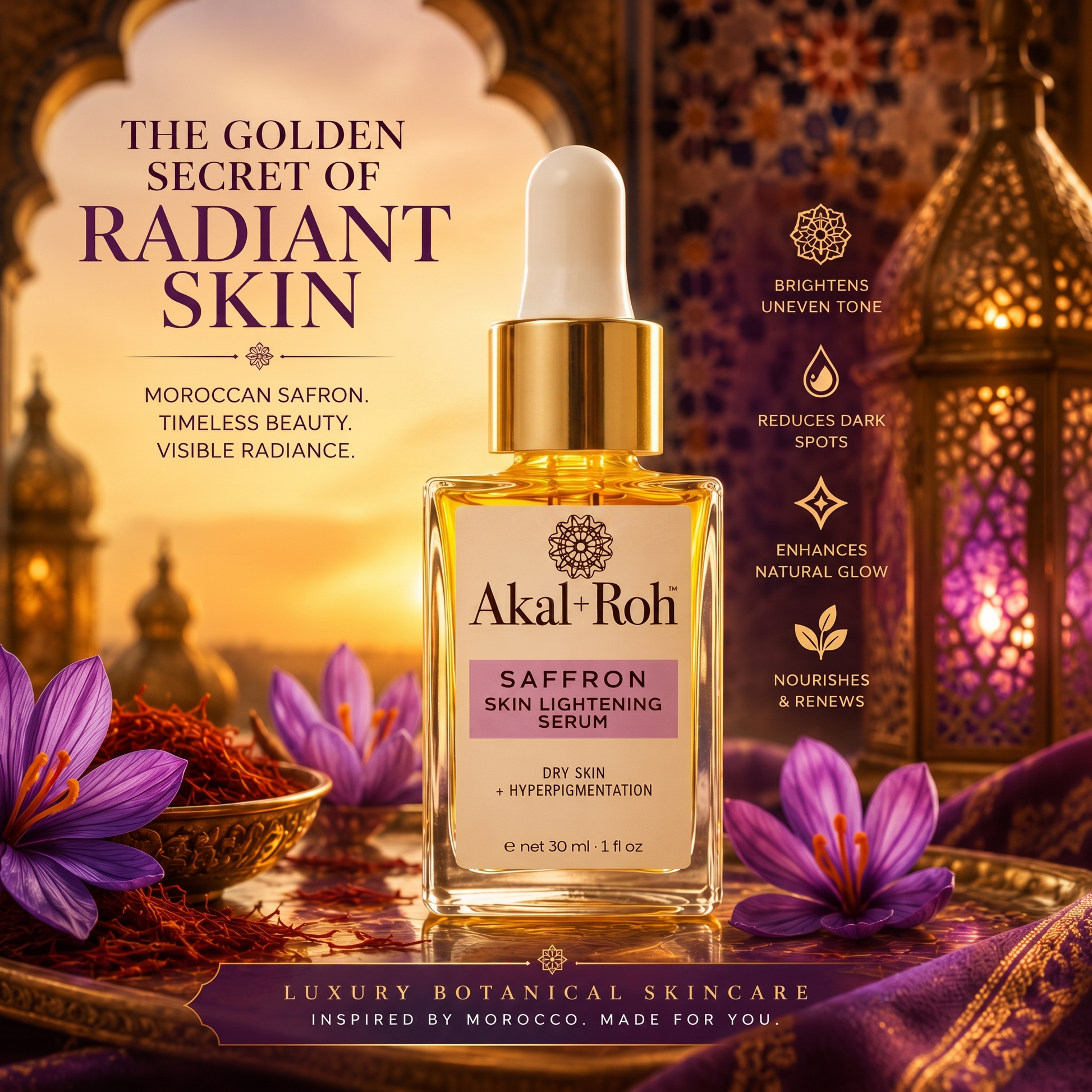  DEHAZ Akal Roh Saffron Skin Illuminating Serum luxury botanical radiance oil serum 1 oz