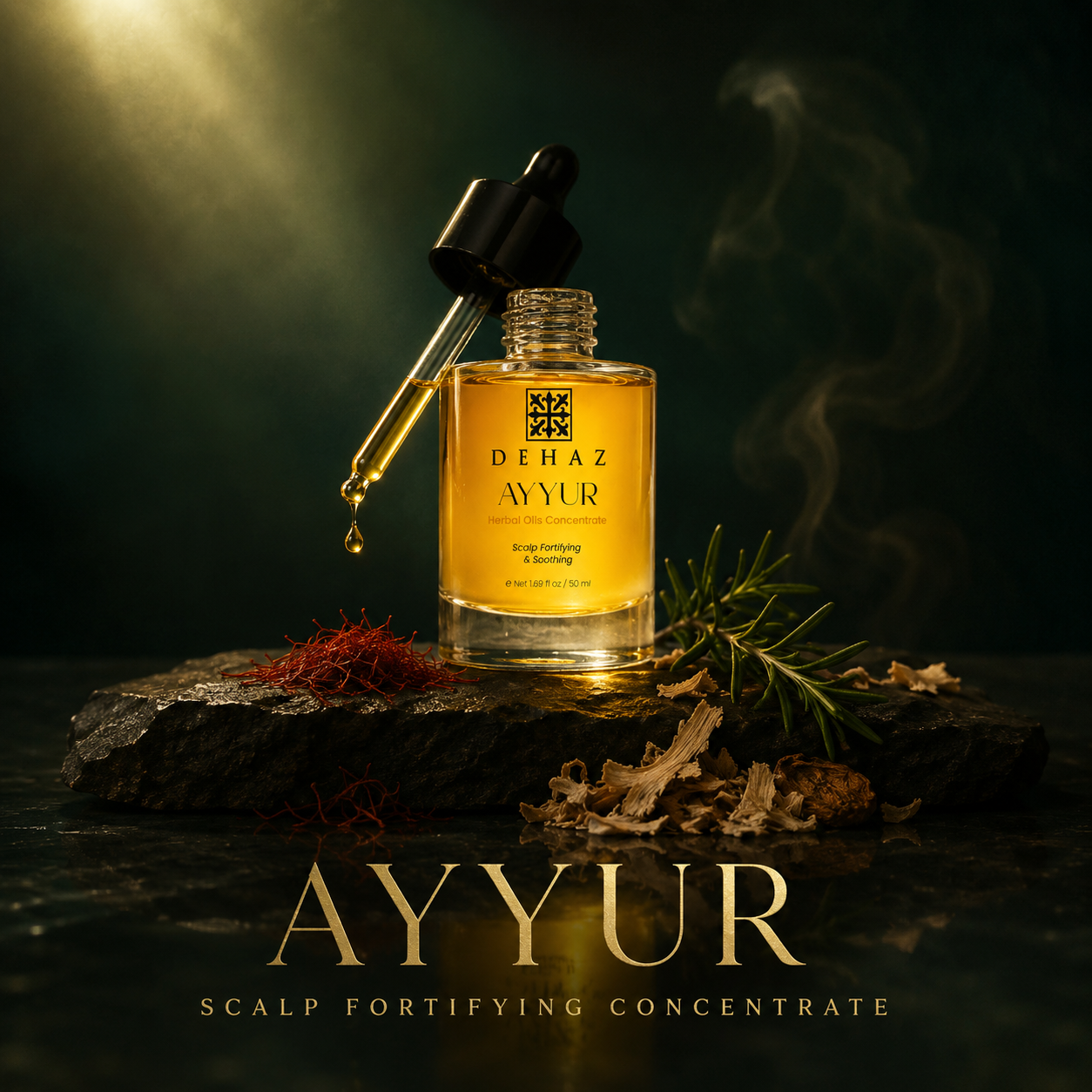 DEHAZ AYYUR Hair Growth Scalp Oil with saffron, rosemary and ashwagandha, 1.69 fl oz
