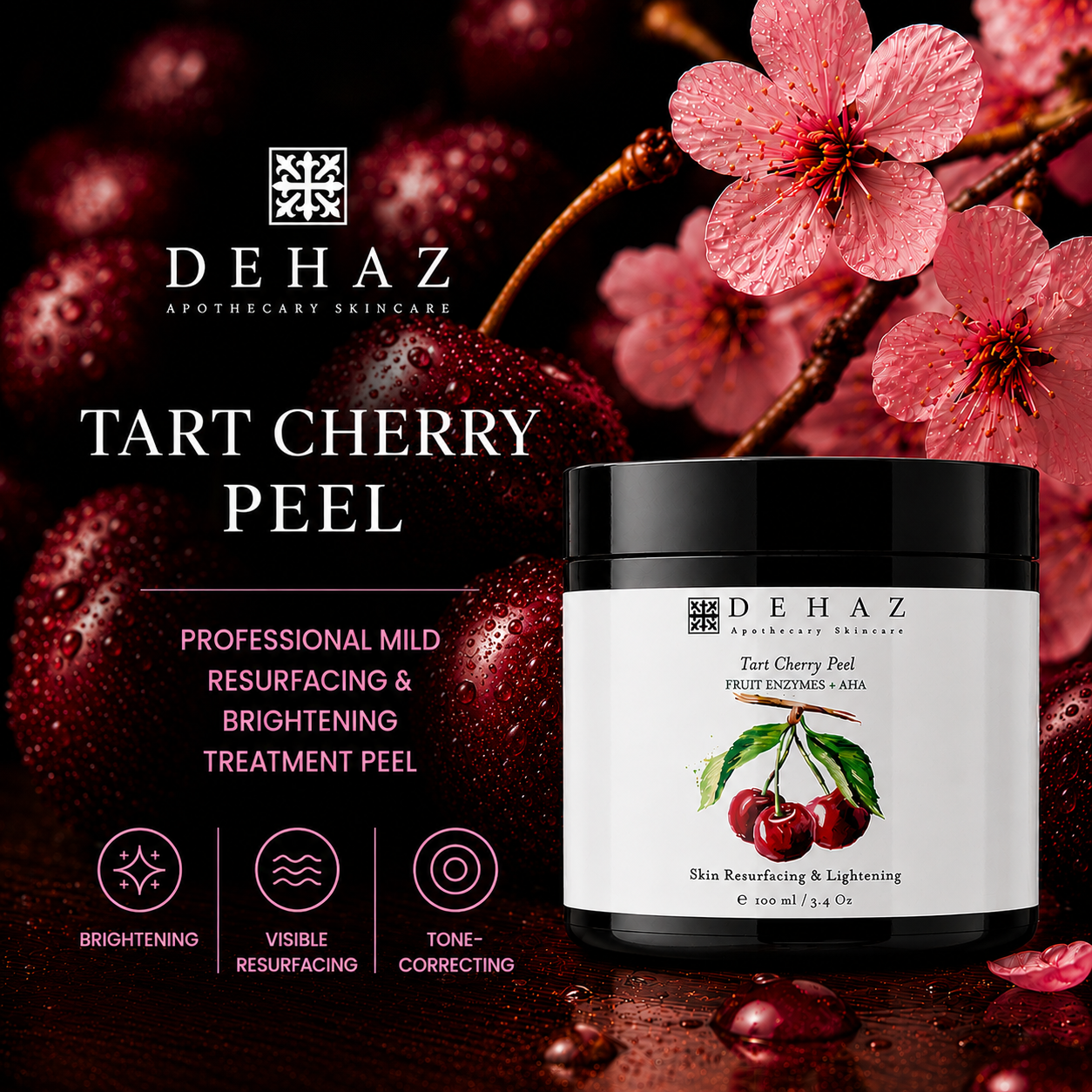 DEHAZ Zin Ayla Tart Cherry Peel professional brightening resurfacing treatment 3.4 oz
