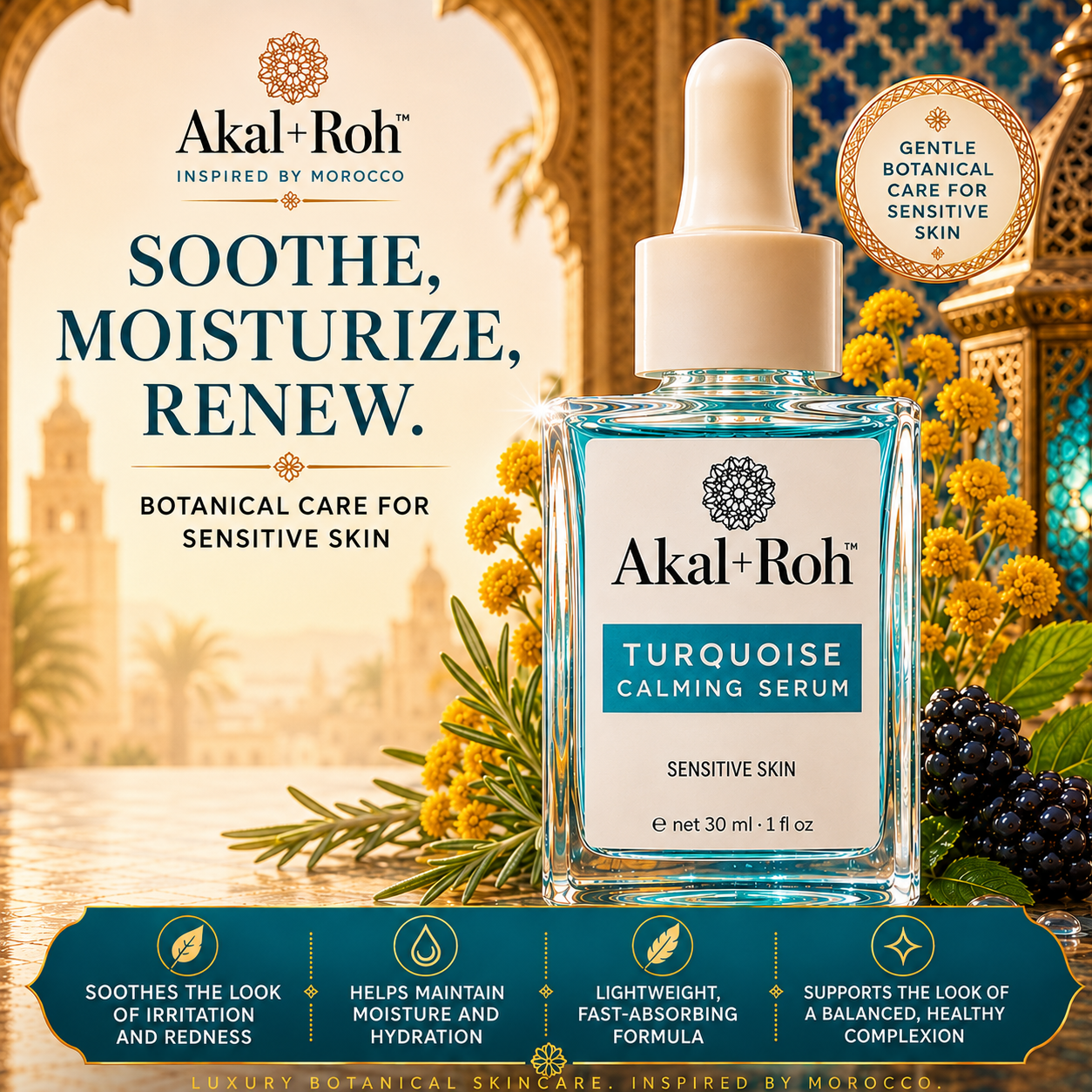DEHAZ Akal Roh Turquoise Botanical Serum Blue Tansy Immortelle luxury facial oil 1 oz