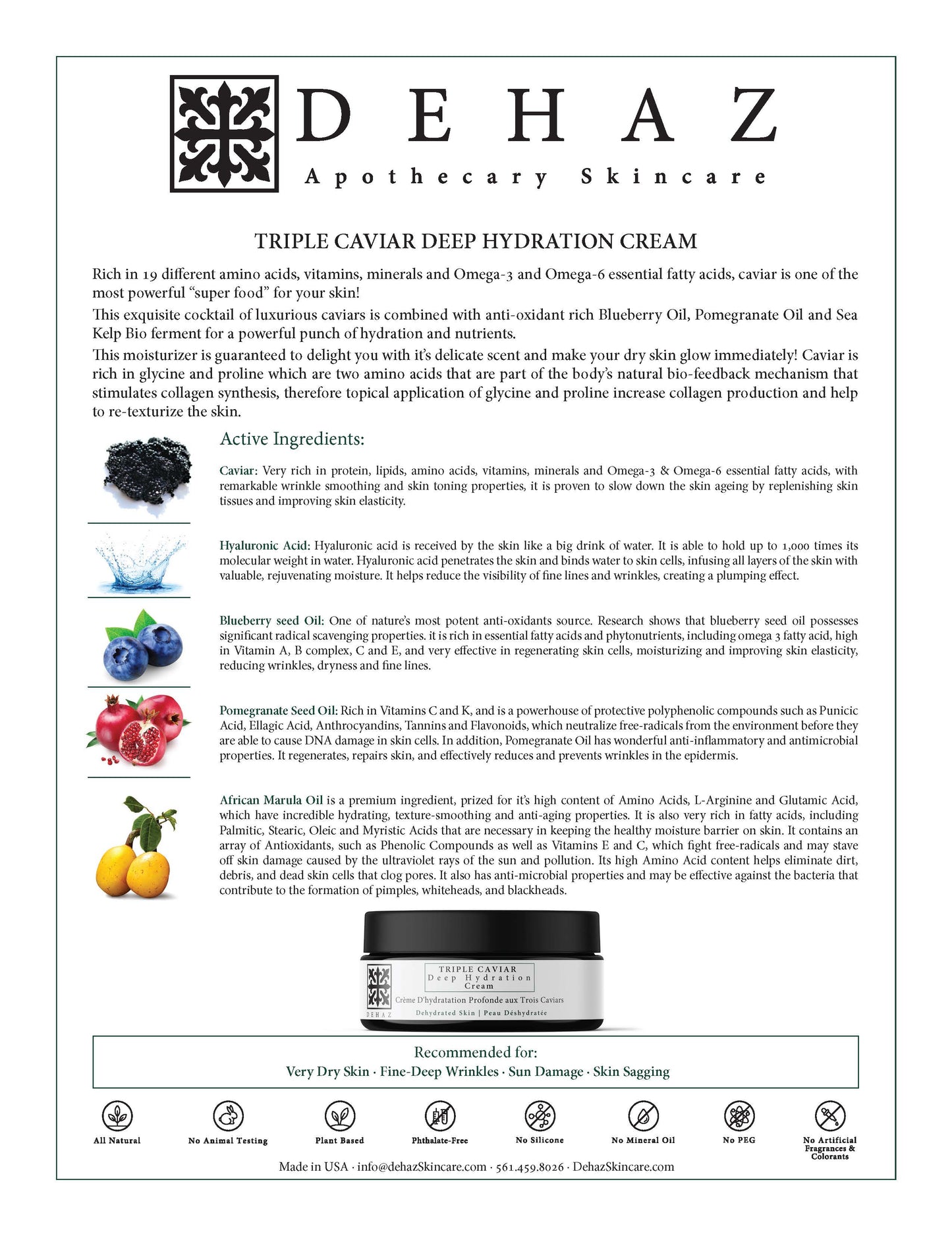 Triple Caviar Deep Hydration Cream 1.7 Oz / 50 ml